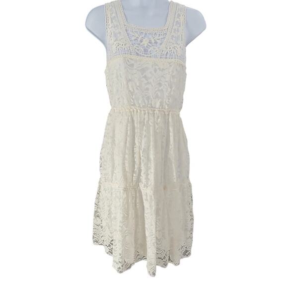 Its pink crochet lace summer women's white Sz Large Cottagecore Coastal cowgirl - Picture 1 of 8